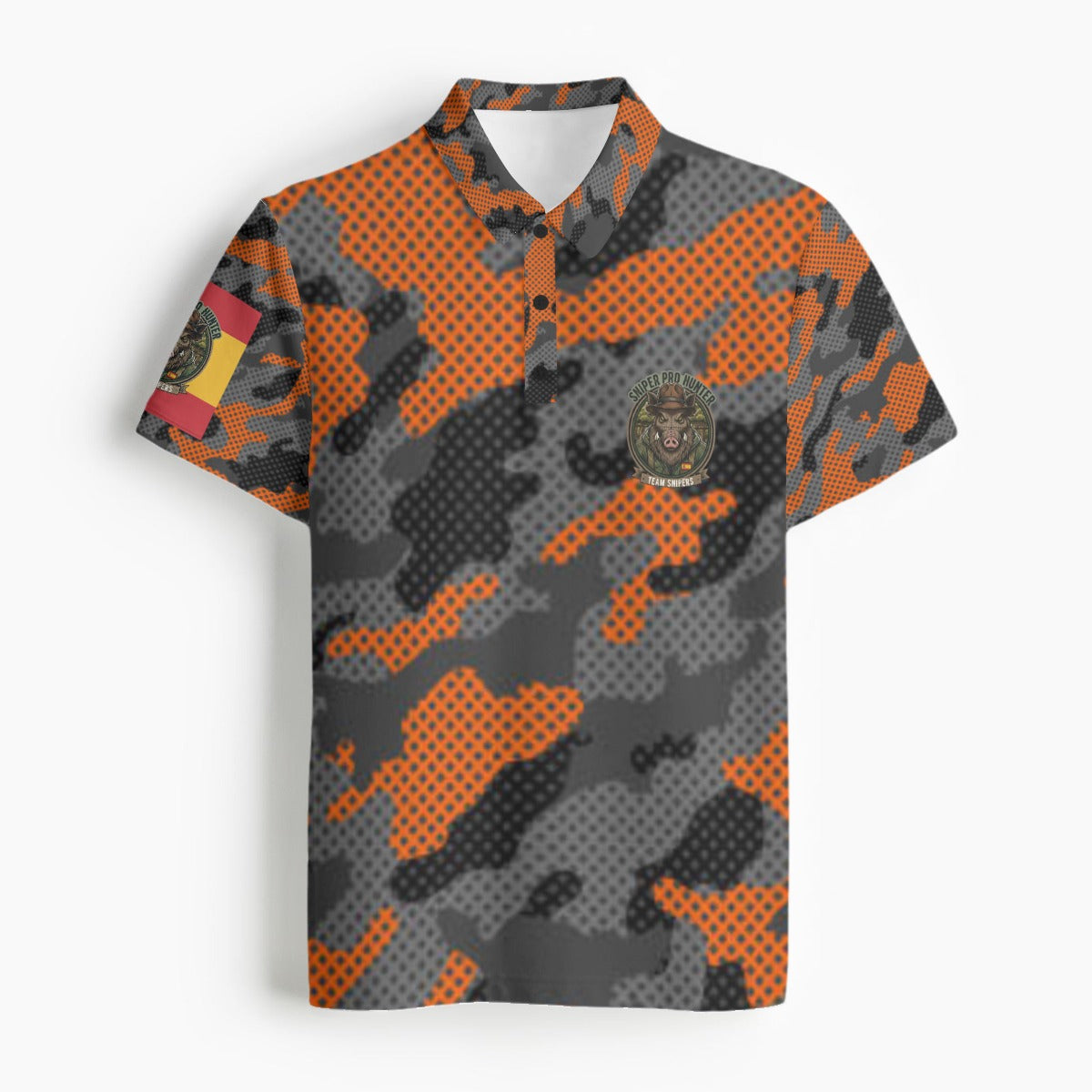 Polo Camo Pixelado Naranja SniperProHunter